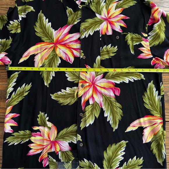 Hawaiian Palm Resort Camp Shirt Floral Palm Rayon Men’s Size L - Picture 4 of 6